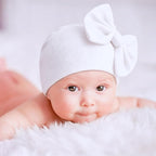 BQUBO Newborn Baby Girls Hats Mittens Set Hospital Hat Beanie Infant Bow Hats Baby Cotton Gloves for 0-6 Months