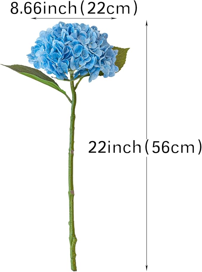 DUYONE 4Pcs 22 inch Lifelike Artificial Hydrangea, 2 Blue & 2 Dark Blue Large Flowers Artificial Flowers Dry Flowers Outdoor Wedding Christmas Office Family Party Living Room Table Deco