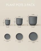 Bamworld Plant Pots Planters for Indoor Plants Flower Pots with Drainage Holes 5/6/7.5 Inch Set of 3 Plastic Planters for Outdoor Plants Garden Pots for Office Room Home Decor Gray