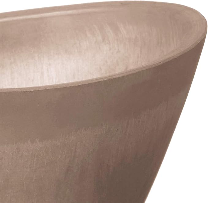 Arcadia Garden Products PSW Pot Collection YB41TP Plastic/Stone/Wood Composite Curved Planter Pot – No Drainage Hole (Drillable), for Indoor and Outdoor Plants and Gardens, 16-inch, Taupe