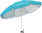 AMMSUN XL Chair Umbrella with Universal Clamp Adjustable 47 inches and 360-degree Swivel UPF 50+, Portable Clamp on Camping or Beach Chair, Stroller, Wheelchair, Golf cart, Bright Blue, Large-sized