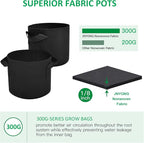 JNYONG 12-Pack 15 Gallon Thickened Non-Woven Grow Bags, Aeration Fabric Pots with Handles（Black）