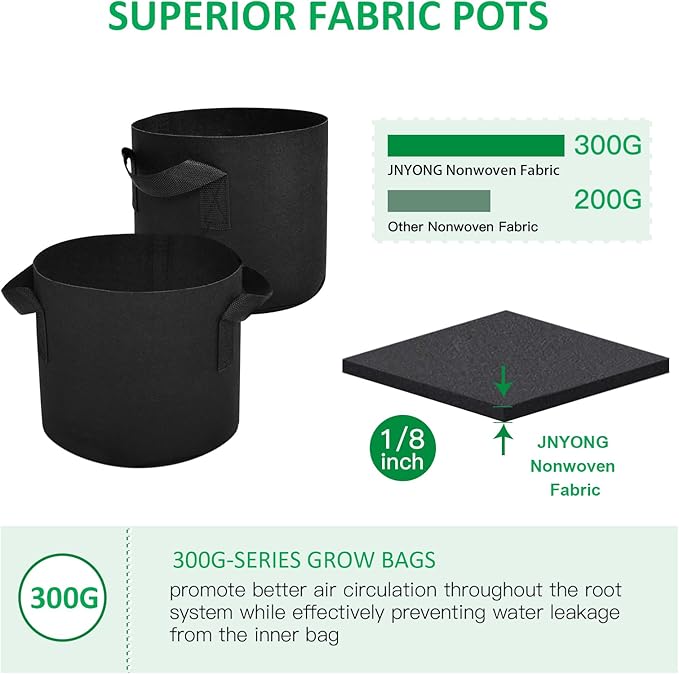 JNYONG 24-Pack 7 Gallon Thickened Non-Woven Grow Bags, Aeration Fabric Pots with Handles