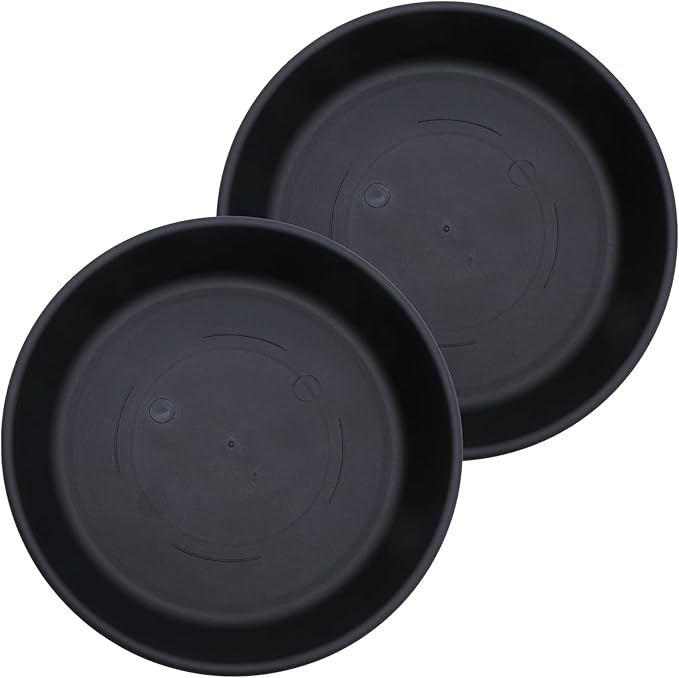 The HC Companies 17.5 Inch Classic Round Plant Saucer, Lightweight UV-Resistant Plastic Outdoor & Indoor Flower Pot Tray, 2-Pack Plant Pot Trays for Garden & Home Decor, Black