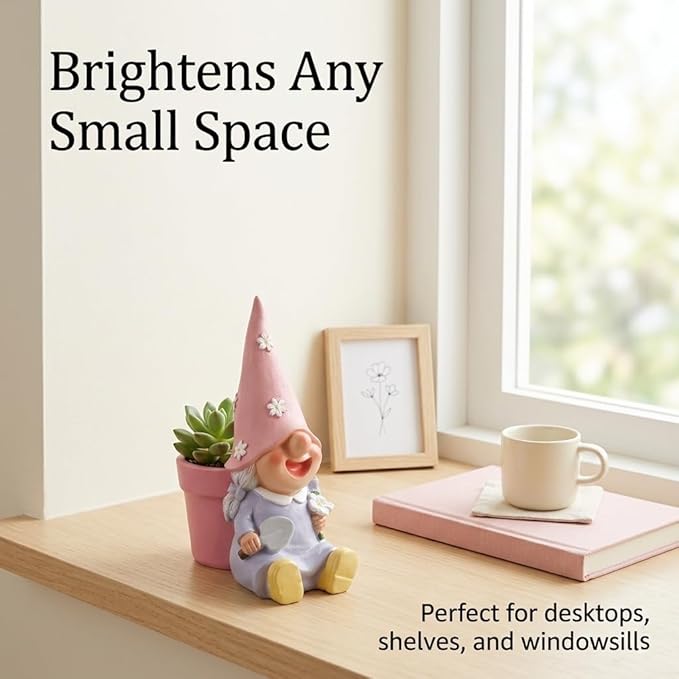 Succulent pots, 4 inch Plant pots gnome Garden Decor Planters for Indoor Plants with Drainage, Gifts for Mom Grandma Women