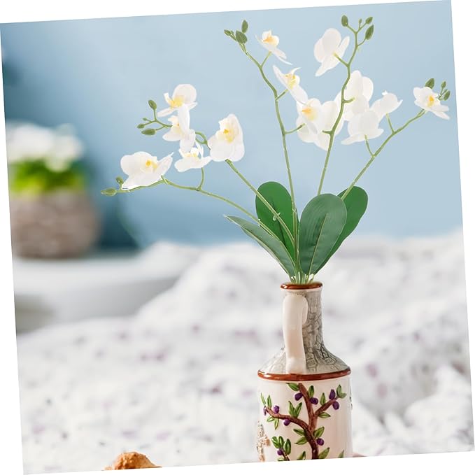 PRETYZOOM Artificial Phalaenopsis Orchid Stem Realistic Faux Butterfly Orchid Flower for Home Decor Living Room Office Wedding and Event Decoration