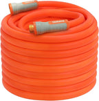 YAMATIC Heavy Duty Garden Hose 5/8 in x 100 ft, Super Flexible Lightweight Water Hose, 360° Rotating Connector, 600 PSI Burst, Solid Brass 3/4" GHT Fittings, All-Weather