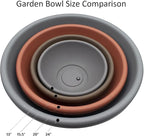 The HC Companies 20 Inch Large Garden Bowl Planter - Shallow Plant Pot with Drainage Plug for Indoor Outdoor Flowers, Herbs, Warm Gray (Pack of 5)