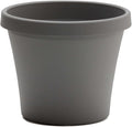 Bloem Terra 8" Diameter Round Charcoal Resin Planter Pot with Drainage Holes for Indoor and Outdoor Gardening