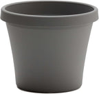Bloem Terra 8" Diameter Round Charcoal Resin Planter Pot with Drainage Holes for Indoor and Outdoor Gardening