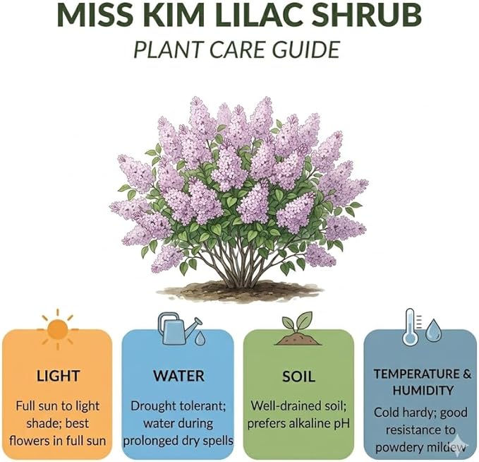 Miss Kim Lilac Bush Live Plant in Quart Pot, Fast Growing Korean Lilac Tree, Fragrant Flowering Shrubs for Garden Landscaping
