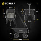 Gorilla Carts Heavy-Duty Poly Yard Dump Cart, 6 Cu Ft Tub, 1200 lb Haul Capacity, Black – Towable Utility Wagon with Quick-Release Dumping & Pneumatic Tires for Landscaping and Gardening