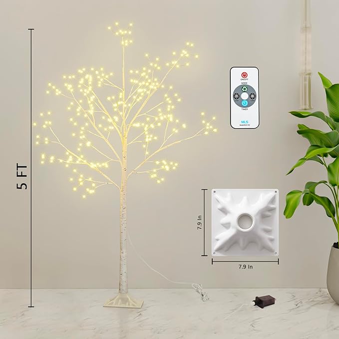 PXBNIUYA 288 LED Birch Tree Lighted with Remote Control, Electric Plug in DIY Artificial Tree Lights, Fairy Spirit Tree lamp for Home Bedroom Christmas Party Indoor Decor Lights (Warm White)
