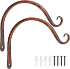 FEED GARDEN 2 Pack 8 Inch Hanging Plant Bracket Wall Hooks Decorative Plant Hangers for Outdoor Hanging Bird Feeders, Wind Chimes, Plant Baskets, Antique Bronze