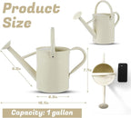 1 Gallon Watering Can for Plants, Watering Cans for Indoor&Outdoor Gardening, Galvanized Steel Watering Pot with Removable Spout, Metal Water Can with Ergonomic Movable Handle(White)