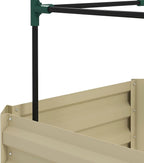 Outsunny Galvanized Raised Garden Bed, 73.5" Tall Outdoor Planter Box with Trellis Tomato Cage and Open Bottom for Climbing Vines, Vegetables, Flowers in Backyard, Garden, Patio, Cream