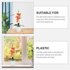 2pcs Artificial Moth Orchid Bonsai Realistic Faux Potted Flowers Orange Desktop Decoration for Living Room Tabletop Home Décor