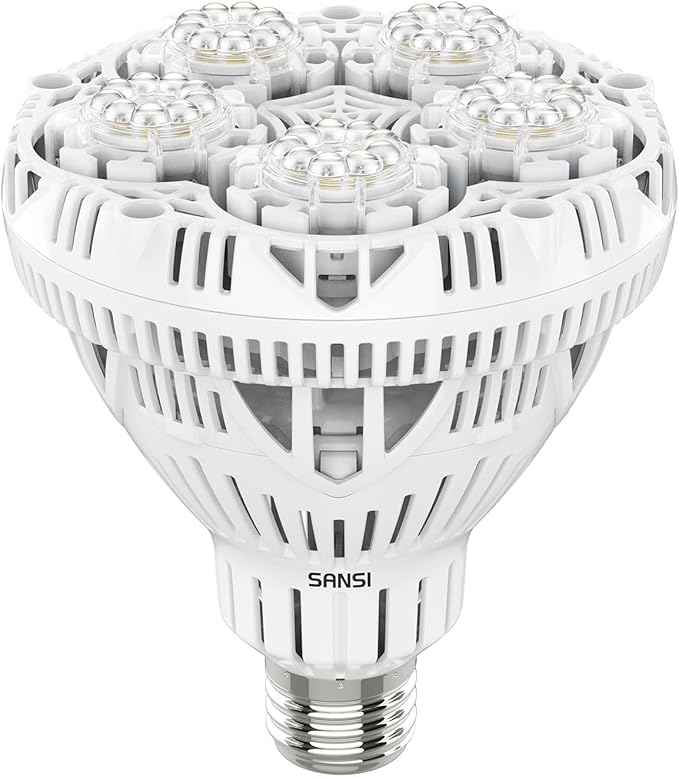 SANSI Grow Lights for Indoor Plants, Full Spectrum 24W Grow Light Bulbs (300 Watt Equivalent) with Optical Lens for High PPFD, Natural Daylight Efficiency Plant Lights for Indoor Growing Seed Starting