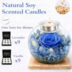 Preserved Real Rose in Glass with Scented Candles for Mom Her Wife Girlfriend Grandma Birthday Anniversary Romantic