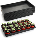 RooTrimmer 1020 Flat Seed Starter Trays 10 Pack, Plastic Nursery Pots Trays & Seeds Potting Plants Tray, Durable Carrying Seedling Starting Tray for Planting (Black)
