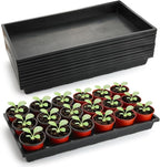 RooTrimmer 1020 Flat Seed Starter Trays 10 Pack, Plastic Nursery Pots Trays & Seeds Potting Plants Tray, Durable Carrying Seedling Starting Tray for Planting (Black)