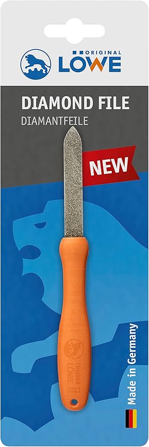 Original LÖWE Diamond file 0023 with ergonomic grip shape, fine structure with robust and durable diamond coating, for scissors, axes and tools