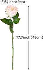 DUYONE Light Pink 4pcs Fake Flowers for Decoration Home Decor Artificial Flowers Austin Rose Peony Latex Fake Flower Living Room Decoration Vivid Pink Roses Peonies(Pink Edge 4pcs)