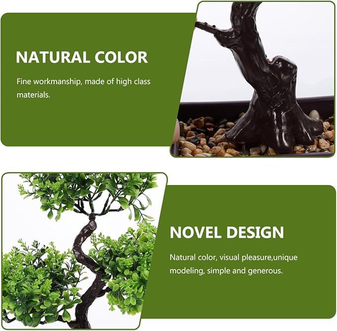 Cabilock Artificial Bonsai Tree, Fake Potted Bonsai Plants Decoration, Desktop Realistic Welcoming Pine Ornament for Home Office Entryway Chests Decor, Red (Green)