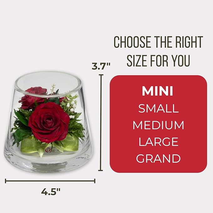 Fiora Flower | Long Lasting Real Roses in a Sealed Vase | Lasts up to 5 Years | Unique Present Gift