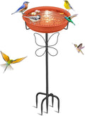Bird Bath for Outside with Removable Bowl Metal Base, 37In Freestanding Rust-Proof Birdbaths & Birdfeeder, Bird Baths Feeder Bowl for Outdoors Garden Patio Yard Lawn Decor (Brown)