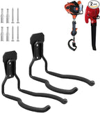 Garden Power Tool Hanger, Garage Wall Hooks, Weedeater Rack, String Trimmer Hanger, Utility Hooks for Garage Tool Organizers and Storage - Black, 2 Pcs