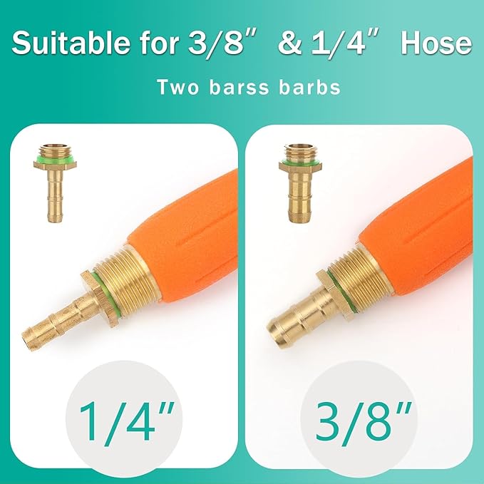 All Metal Sprayer Wand with 3 Types of Nozzles, Fan Nozzle Replacement Sprayer Wand, Stainless Steel Sprayer Wand with 1/4" & 3/8" Brass Barb and 2 Hose Clamps (3 Nozzles 44 Inches Sprayer Wand)