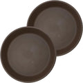 The HC Companies 17.5 Inch Classic Round Plant Saucer, Lightweight UV-Resistant Plastic Outdoor & Indoor Flower Pot Tray, 2-Pack Plant Pot Trays for Garden & Home Decor, Chocolate