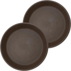 The HC Companies 12 Inch Classic Round Plant Saucer, Lightweight UV-Resistant Plastic Outdoor & Indoor Flower Pot Tray, 2-Pack Plant Pot Trays for Garden & Home Decor, Chocolate