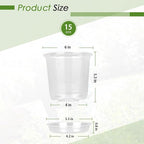 6 Inch Clear Nursery Pots for Plants with Sacuers 15 Pack, Plastic Flower Pots with Drainage Holes, Variety Pack Seedlings Garden Pot for Indoor Outdoor (6 inch)
