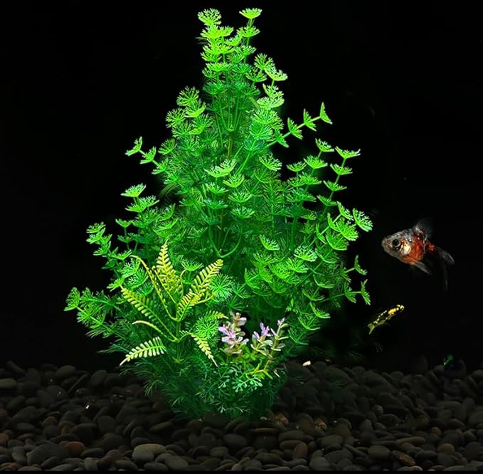 2 Pack Aquarium Decor Plastic Plants Extra Large Artificial Fish Tank Plants Tall Fish Tank Decorations- Green 12" Tall