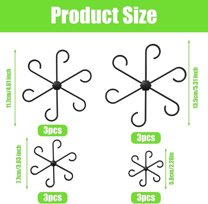 JJUNW 12 Pack Climbing Houseplant Stem Supports, Reusable Plastic Plant Stem Holders Hook Growth Accessories for Indoor Outdoor Plants (Black)