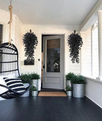 RECUTMS Hanging Artificial Plants Faux UV Resistant Flowers Bulk Outdoor Plastic Greenery for Party Home Wall Bedroom Window Hanging Planter Outside Decor Pack of 2 (Black)