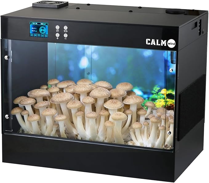 Smart Mushroom Grow Box Automatic Humidification and Water Spray,Mushroom Grow Chamber with Grow Light,Smart Mushroom Monotub Growing Kit 16x11X13 inches with LCD Screen, Smart Growing Tent