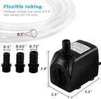 PULACO 400GPH Submersible Pump with 5 ft Tubing, (1500L/H 25W) durable fountain water pump for Pond Fountain, Aquariums Fish Tank, Statuary, Hydroponics