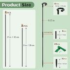 Orchid Sticks 17 inch &11 inch SupKing 16Pcs Plant Stakes with Clips for Support Small Short Plants,Garden Stakes Support Poles Rods Suit for Potted Plants Flowers Seedling (Black)