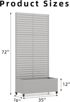 Casaphoria Metal Raised Garden Bed with Trellis and Wheels, 72"x35"x16" Planter Box for Climbing Plants, Vegetables & Vines, Features Drainage Holes and Privacy Screen (Grey-Louvered)