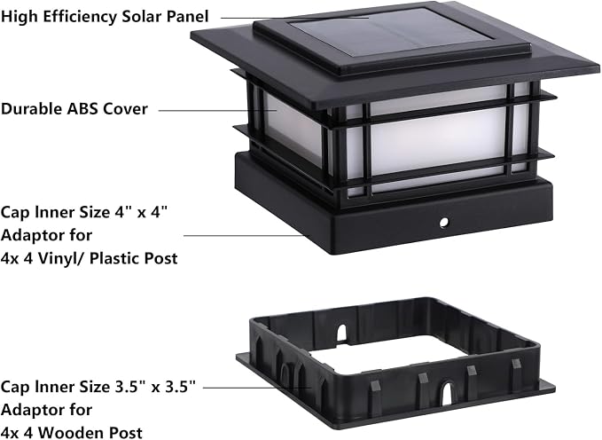 Dynaming 4x4 Solar Post Cap Lights Outdoor with 2 Color Modes, Fence Post Solar Lights Black Shell Fit for 4x4 Vinyl/Wooden Posts, High Brightness LED Lighting Decor for Garden Deck Patio, 8 Pack