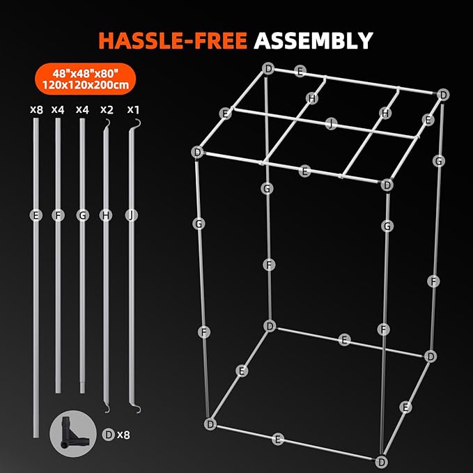 Spider Farmer 4x4 Grow Tent, 48"x48"x80", with Hook for Controller, Enlarged View Window, 1680D Thicken Mylar Canvas, Removable Floor Tray for Indoor Hydroponic Growing for SF4000, SE5000, G5000