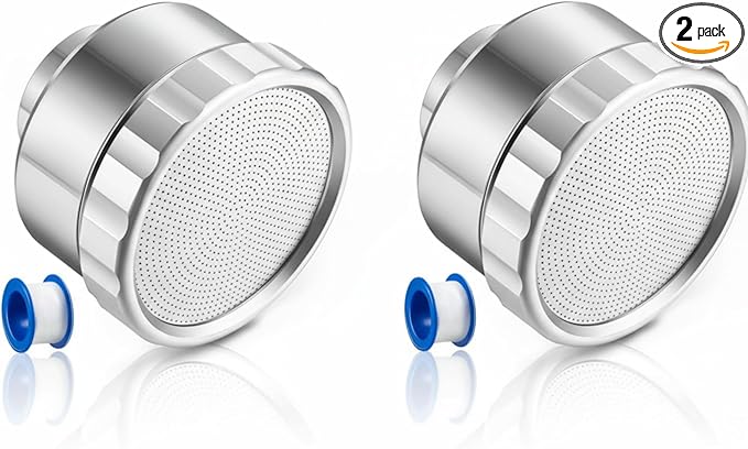 Dreyoo 2 Pack Water Nozzle with 3000 Tiny Holes, 3/4'' Aluminium Alloy Garden Hose Shower Head with PTFE Thread Seal Tape for Outdoor Watering Flowers, Plants, Greenhouse, Nurseryman (2.24'',Silver)