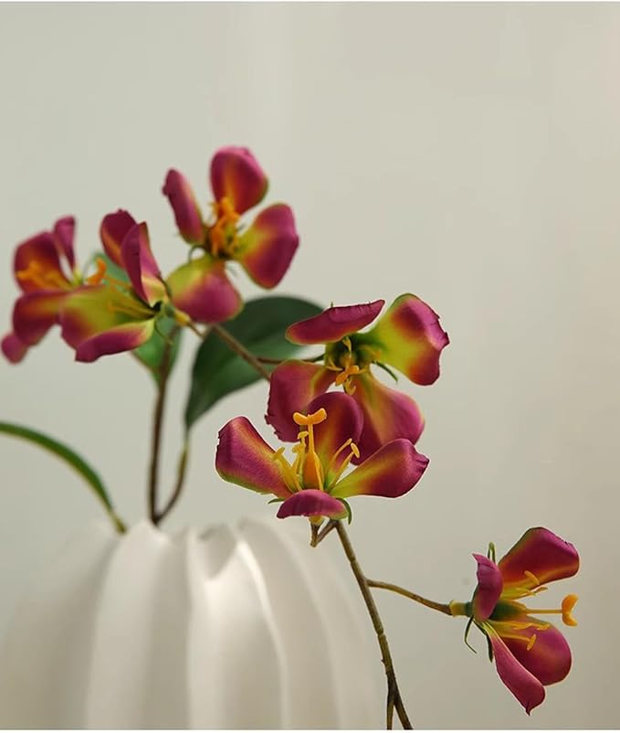 Artificial Flower Decoration Orchid Realistic high-end Bionic Flower Living Room Artificial Flower Living Room TV Cabinet Decoration Ornament Retro Fake Flowers (Red 3 Stick)