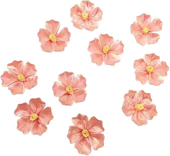 BTMIEY 10 PCS 3D Flower Ceramic Tiles,1.6" Handmade Procelain Ceramic Flowers for Artwork,Fish Tank,Vases,Living Room, Dining Table,Office, Home Floral Decor (Single-Flowered Iridescent Tangerine)