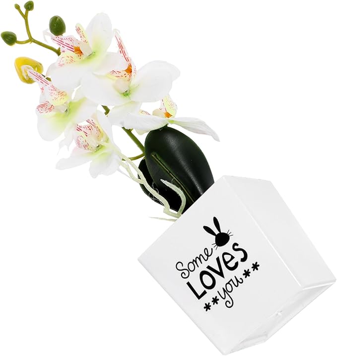 HEALLILY Artificial Orchid Bonsai Plant Faux Phalaenopsis Decoration for Home Office Wedding Table Centerpieces Potted Flower for Lively Indoor Atmosphere