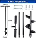 Heavy Duty Manual Garden Auger Drill 6" x 42" Post Hole Digger Hand Spiral Drill for Digging Planting Bulb Bedding
