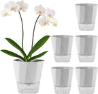 5 Pack Self Watering Pots for Indoor Plants 6.7 Inches Self Watering Planters African Violet Self Watering Pots Clear Pot for Herb Orchid Flower Houseplant, Light Grey